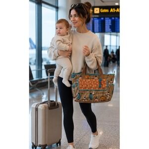 Fossil Key Per Tote Bag Large Birdcage Print Coated Canvas Retro Whimsical